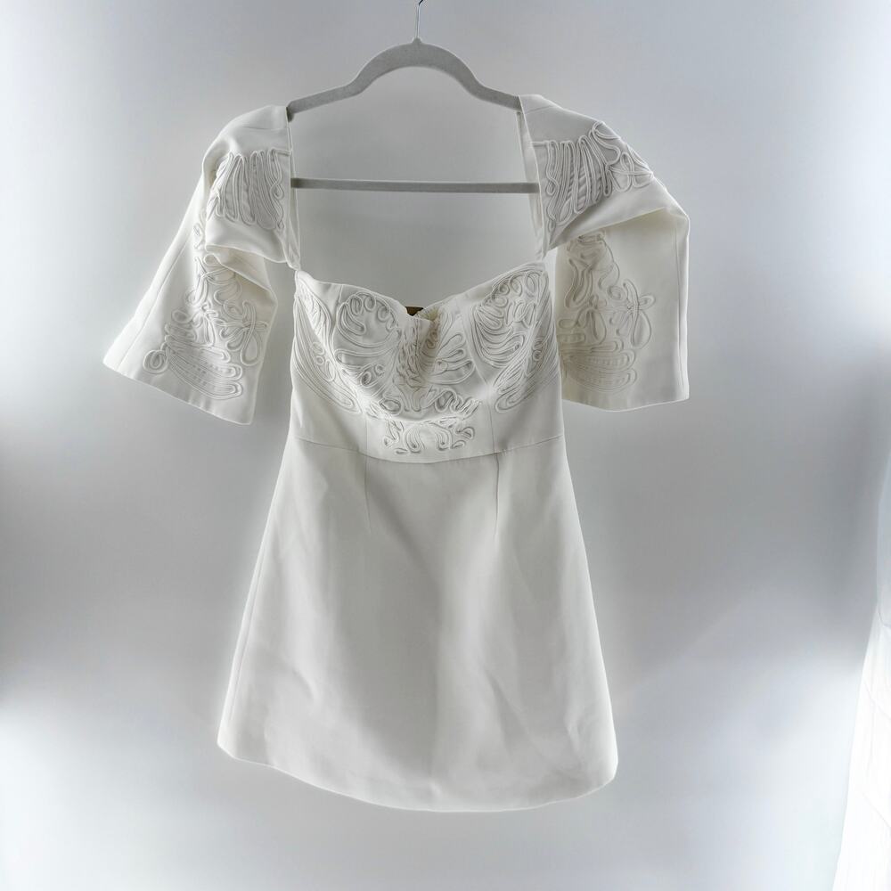 C/Meo Collective Embroidered Off the Shoulder Mini Dress White Women's Small